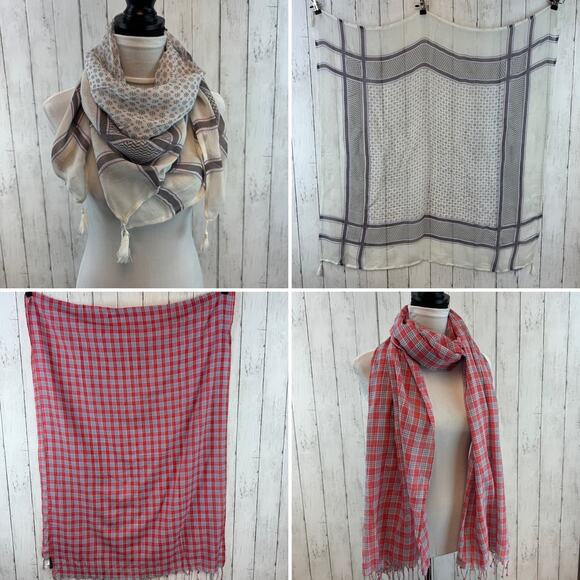 2- NWT Y2K American Eagle Red/Black/White Rectangle & Square Scarf One Size - Picture 1 of 13